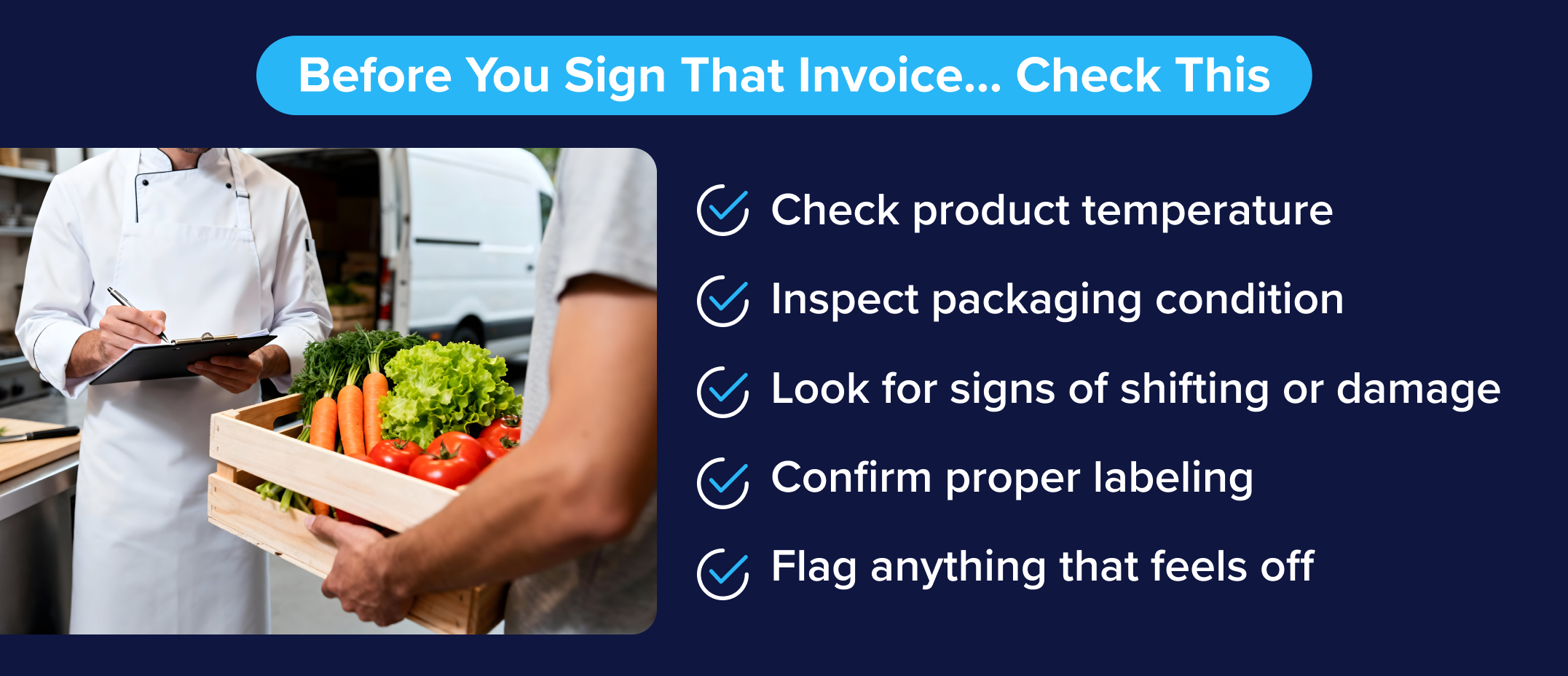 Checklist for inspecting food deliveries Checklist for inspecting food deliveries