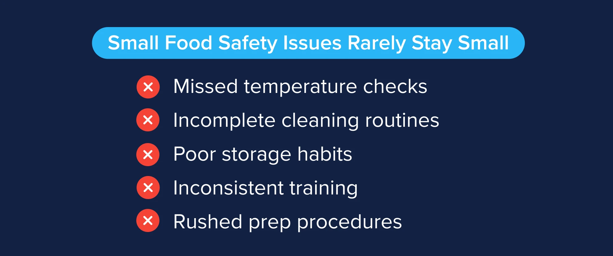 List of common restaurant food safety issues